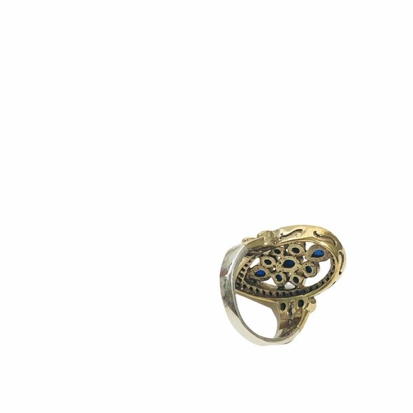 Turkish Handmade Sz 8 Jewelry 925 Sterling Silver CZ Sapphire Stone Women's Ring - Picture 6 of 6